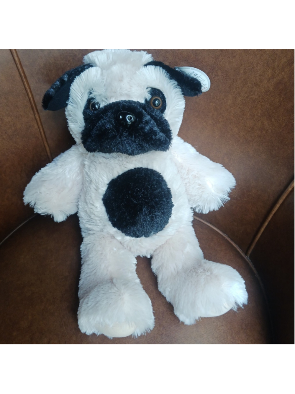 Cal Plush Pug Dog Stuffed Animal Grumpy Guy 15" Puppy Tan Black Tag On Ear